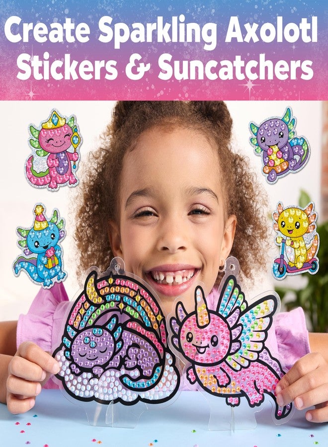 Creativity for Kids Big Gem Diamond Painting Kit: Axolotl Stickers & Suncatcher Kit - Boys and Girls Art & Craft, Axolotl Toys and Gifts for Kids (Ages 6+) - Image 2